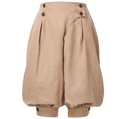 GRACEART Women's Renaissance Pants Pirate Pant Suede High Waist Double Breasted Medieval Pants Khaki