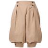 GRACEART Women's Renaissance Pants Pirate Pant Suede High Waist Double Breasted Medieval Pants Khaki
