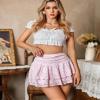 Avidlove Women's Pleated Mini Skirt Lace High Waisted Ruffles Lingerie Short Skirts view 3