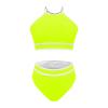 Akklian Women's High Waisted Bikini Sets Sporty Two Piece Swimsuit Color Block High Neck Bathing Suit Athletic Swim Suit view 3