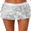 Linjinx Women's Metallic Skirted Shorts Cute Elastic Waistband Dance Culottes for Holiday Party Silver One Size view 1