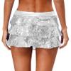 Linjinx Women's Metallic Skirted Shorts Cute Elastic Waistband Dance Culottes for Holiday Party Silver One Size view 2