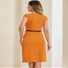 Allegra K Business Dress for Women's Work Elegant 2026 Cap Sleeve Belted Office Sheath Dresses X-Small Orange view 2