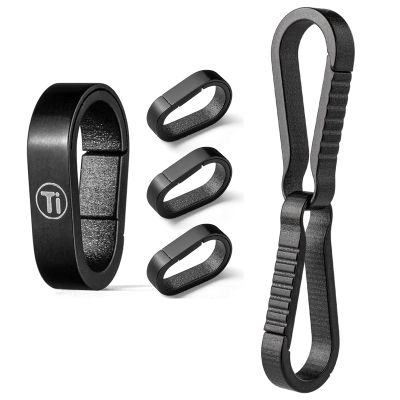 TISUR Titanium Key Chain Rings+Titanium Key Chain Clip Hook