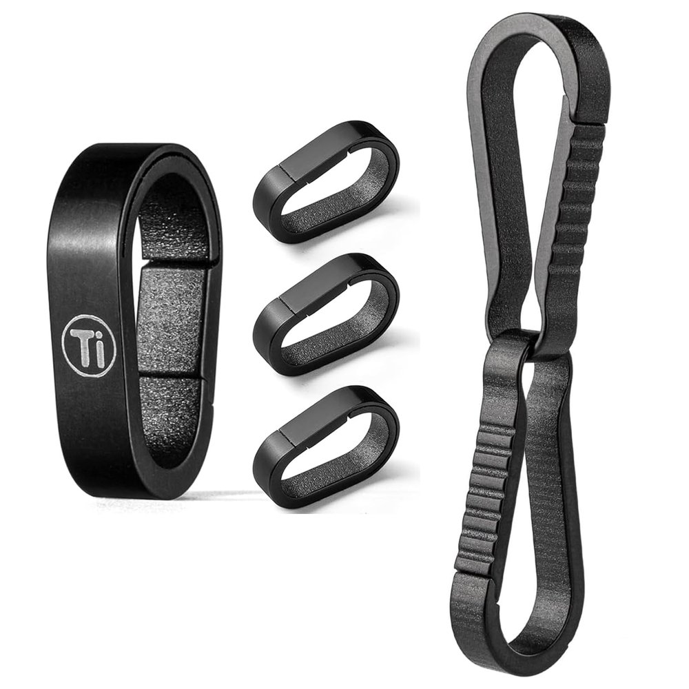 TISUR Titanium Key Chain Rings+Titanium Key Chain Clip Hook