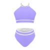 Akklian Women's High Waisted Bikini Sets Sporty Two Piece Swimsuit Color Block High Neck Bathing Suit Athletic Swim Suit view 3