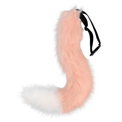 Fox Tail Pink 26" (66cm) Wolf Cat Long Plush Tail Soft Fluffy, Halloween Animal Role Play Party Props Dress Up