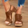 Womenyiaor Wedge Sandals for Women 2024, Women's Platform Wedge Sandals Open Toe Buckle Ankle Strap Espadrilles Wedge Sandals Women Casual Dressy Summer Shoes, A/Brown, 8.5 view 3