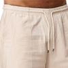 SWJGLITTR Mens Linen Drawstring Capri Pants Lightweight 3/4 Pants Elastic Waist Short Casual Beach Yoga with Pockets Trousers (Apricot,Large) view 3