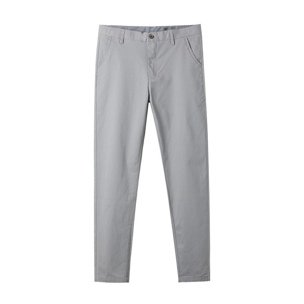 JEsilunmaMY Men's Stretch Slim Tapered Pants Solid Color Casual Cropped Pants Workout Running Joggers Cotton Pencil Pants (Light Grey,29)