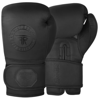 FISTRAGE Rigid Boxing Gloves Cowhide Leather Embossed Muay Thai Training Sparring Punching Bag Mitts Kickboxing Fighting Glove for Punch Bag (Black, 10 OZ)