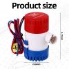 Lounsweer 5 Pcs Bilge Pump Plumbing Kit Including Electric 12v Boat Bilge Water Pump PVC 2 Hose Clamps ThruHull Fitting, 1-1/8-inch(1100gph,Blue) view 3