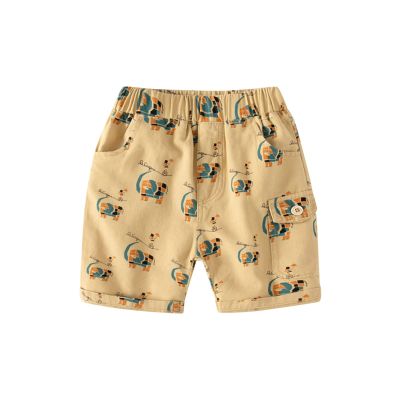 NineFit Basics Toddler Children Boys Pull On Cartoon Prints Pockets Sports Jogger Workout Cargo Pants Summer Clothes (Khaki, 3-4 Years)