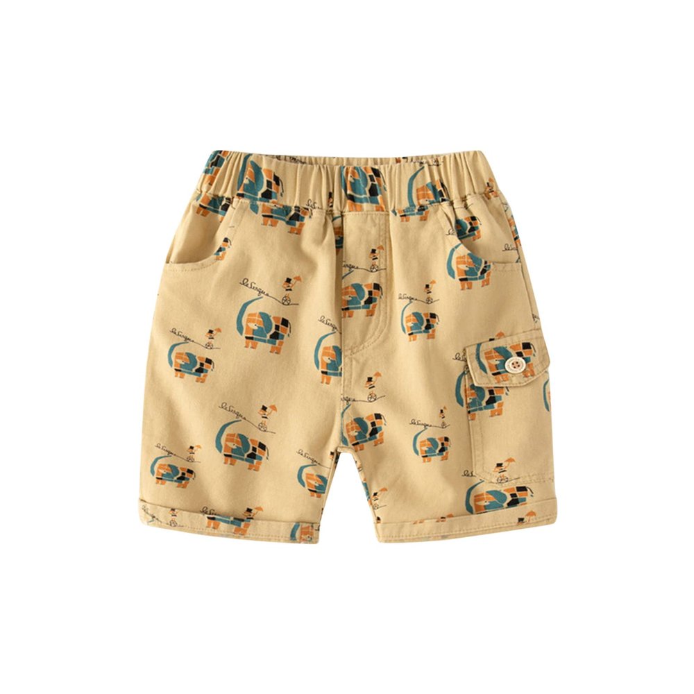 NineFit Basics Toddler Children Boys Pull On Cartoon Prints Pockets Sports Jogger Workout Cargo Pants Summer Clothes (Khaki, 3-4 Years)