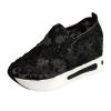 JYSwoshoe Women's Platform Wedge Shoes Sneakers,Wedge Floral Walking Shoes Embroidery Floral Mesh Lace Chunky Sneakers Slip On Arch Support Shoes Fashion Sneakers view 1