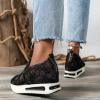 JYSwoshoe Women's Platform Wedge Shoes Sneakers,Wedge Floral Walking Shoes Embroidery Floral Mesh Lace Chunky Sneakers Slip On Arch Support Shoes Fashion Sneakers view 4