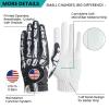 FINGER TEN Golf Gloves Men Right Handed Golfer Left Hand with Ball Marker 2 Pack Leather Breathable Comfortable Weathersof Grip Size Small Medium ML Large XL (Black&Bones, Large(Worn on Left Hand)) view 2