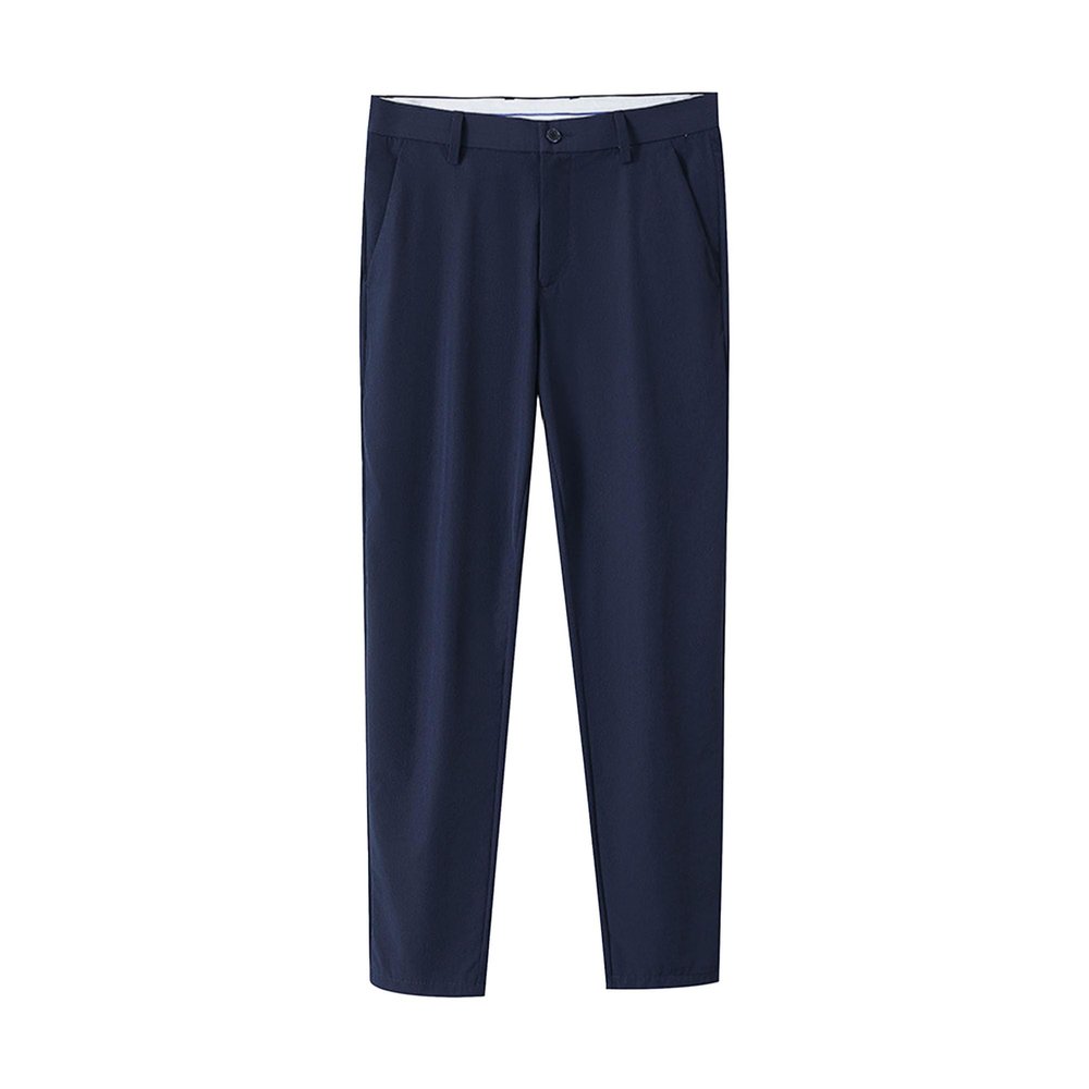 JEsilunmaMY Men's Casual Suit Pants Slacks Solid Color Summer Formal Cropped Pants Workout Running Lounge Straight Pants (Dark Blue,31)