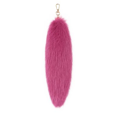 YXBOMG Rose Red Cat Tail Keychain 12.2" (31cm) Fox Long Plush Soft Tail, Halloween Animal Wolf Role Play Party Props Dress Up Phone Backpack Hanging Ornament