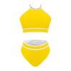 Women's High Waisted Bikini Sets Sporty Two Piece Swimsuit Color Block High Neck Bathing Suit Athletic Swim Suit view 3