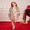 GRACE KARIN Sequin Jacket for Girls Kids Golden Long Sleeve Fall Winter Fashion Party Outwear Size 10-12 view 3