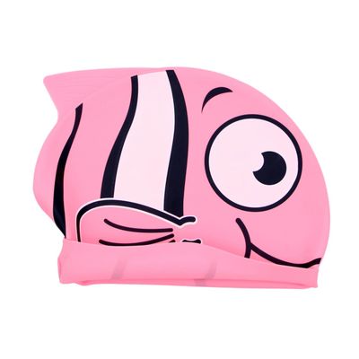 KOMBIUDA Kid's Silicone Swim Cap Fish Shape for Long Hair Comfortable Water Cap for Boys and Girls