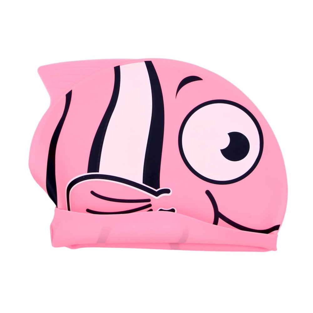 KOMBIUDA Kid's Silicone Swim Cap Fish Shape for Long Hair Comfortable Water Cap for Boys and Girls