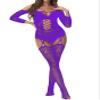 XIUSEMY Women Sexy Bodystocking One Piece Badydoll Fishnet Lingerie Nightwear Plus Size(One Size,JC Purple) view 1