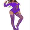 XIUSEMY Women Sexy Bodystocking One Piece Badydoll Fishnet Lingerie Nightwear Plus Size(One Size,JC Purple) view 2