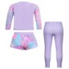 Hedmy Girls Long Sleeve Swimwear Rashguard T-Shirts with Swim Shorts Pants Set 3pcs Quick Dry Swimsuits UPF 50 Purple 5-6 Years view 4