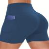 2024 Women's Latest Workout Yoga Shorts - Premium Soft Solid Stretch Cheerleader Running Dance Volleyball Short Pants Blue view 3