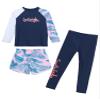 Hedmy Girls Long Sleeve Swimwear Rashguard T-Shirts with Swim Shorts Pants Set 3pcs Quick Dry Swimsuits UPF 50 Navy Blue 3-4 Years view 1