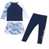 Hedmy Girls Long Sleeve Swimwear Rashguard T-Shirts with Swim Shorts Pants Set 3pcs Quick Dry Swimsuits UPF 50 Navy Blue 3-4 Years view 2