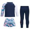 Hedmy Girls Long Sleeve Swimwear Rashguard T-Shirts with Swim Shorts Pants Set 3pcs Quick Dry Swimsuits UPF 50 Navy Blue 3-4 Years view 4