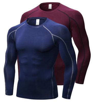 Men's Compression Shirts Long Sleeve Workout Baselayer Quick Dry Athletic T Shirts Sport Running Tops 1/2 Pack