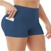 2024 Women's Latest Workout Yoga Shorts - Premium Soft Solid Stretch Cheerleader Running Dance Volleyball Short Pants Blue view 4