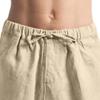 SWJGLITTR Men's Cotton Linen 3/4 Shorts Loose Fit Elastic Waist Men Short Lightweight Casual with Pockets Short Pants (Khaki Color,Large) view 2