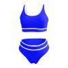 Women's Sporty Swimsuits Two Piece High Waisted Bikini Sets Color Block Athletic Swimwear High Cut Bathing Suits view 4