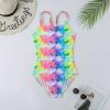 AIMAOMI Girl's One Piec Swimsuit Spaghetti Strap Ruched Bathing Suit Swimwear Summer Swimsuit for (Yellow, 7-8 Years) view 2