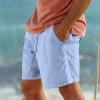 Mens Cotton Linen Shorts Summer Lightweight Casual Beach Shorts Drawstring Breathable Vacation Lounge Shorts, Vacation Essential Outfit for Men Pajama Yoga Shorts(Blue 1,Small) view 2