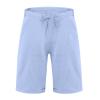 Mens Cotton Linen Shorts Summer Lightweight Casual Beach Shorts Drawstring Breathable Vacation Lounge Shorts, Vacation Essential Outfit for Men Pajama Yoga Shorts(Blue 1,Small) view 3