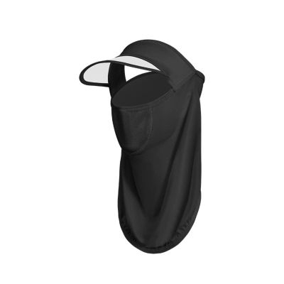 Vlouest Summer new pure color ice silk mask outdoor riding sunshade ear-mounted protective mask, Black