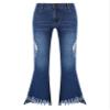Freebily Youth Kids Flared Jeans for Girls Casual Denim Pants Bell Bottoms Junior High Waist Wide Ruffled Trousers Size 10-12 Dark Blue E 14 Years view 1