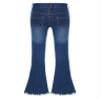 Freebily Youth Kids Flared Jeans for Girls Casual Denim Pants Bell Bottoms Junior High Waist Wide Ruffled Trousers Size 10-12 Dark Blue E 14 Years view 2