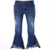 Freebily Youth Kids Flared Jeans for Girls Casual Denim Pants Bell Bottoms Junior High Waist Wide Ruffled Trousers Size 10-12 Dark Blue E 14 Years view 3