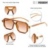 FEISEDY Vintage Square 70s Flat Aviator Sunglasses Women Men Classic Retro Stylish Frame UV400 Sunglasses B2622 view 4