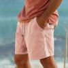 Mens Cotton Linen Shorts Summer Lightweight Casual Beach Shorts Drawstring Breathable Vacation Lounge Shorts, Vacation Essential Outfit for Men Pajama Yoga Shorts(Pink 1,X-Large) view 2
