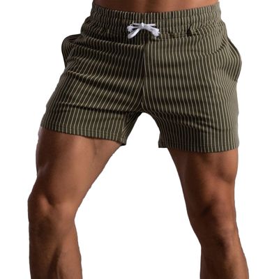 SWJGLITTR Men's Stripe Print Drawstring Shorts Workout Sweat with Pocket Short Pants Elastic Waist Athletic Gym Short (Green 1,XX-Large)