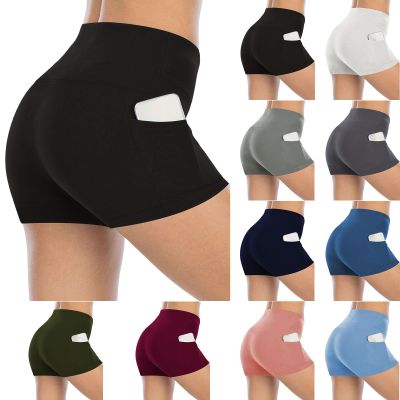 2024 Women's Latest Workout Yoga Shorts - Premium Soft Solid Stretch Cheerleader Running Dance Volleyball Short Pants Black