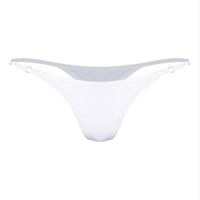 iiniim Women's Sexy Metallic G-String High Waist Adjustable Straps T-Back Micro Thong Underwear White Small